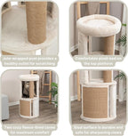 Trixie Giorgia Cat Tower – Cat Tree with Thick Sisal Posts, Caves, Platforms & Hanging Toy – Durable Cat Furniture for Indoor Cats – Beige, 15.7" x 15.7" x 32.3"