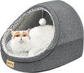 Jiupety Cute Cat Beds for Indoor Cats, Cat Cave Bed for Kittens, Burrowing Puppy Bed with Anti-Slip Bottom, Washable Removable Cushion, L(19"x17"x16"), Dark Gray