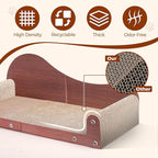 ComSaf 26.4" Large Cat Scratcher Bed, Cat Scratching Board, Durable Cardboard for Indoor Use, Extra Large Couch with Scratch Pad - Sofa Lounge