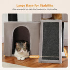 Cat Tree for Large Cats, 45" Heavy Duty Cat Tower with Dual Condos, 3 Thick Full Wrapped Sisal Scratching Posts(φ4.3), Spacious Padded Top Perch, Scratching Ramp and Toy Ball
