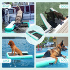 Inflatable Dock Platform for Dog, Large Dog Float Floating Ladder Up to 200 lbs Dogs Water Ramp, Non-Slip PVC with Boat Ramp for Pool, Dock, & Lake