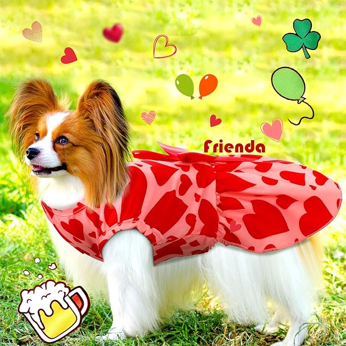 Frienda 6 Pack Valentines Day Dog Costume St. Patrick's Independence Day Christmas Halloween Thanksgiving Dress Bow Puppy Pack Girl Cat Birthday American Flag Dog(XL (9-11lbs))