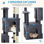 Garvee 61" Multi-Level Cat Tree for Indoor Cats, Heavy-Duty Tower for Large Adult & Maine Coon Cats with Extra-Large Perch, 2 Spacious Condos, Natural Sisal Scratch Posts & Play Toys – Dark Grey