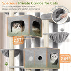 Globlazer 81in Multi-Level Larger Cat Tree Tower Condo Indoor Furniture Activity Center with Oversized Plush Cat Bed/Baskets/Full-Sisal Scratching Posts and Hammock/S81/Light Gray