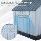 LEMBERI Durable Waterproof Plastic Dog House for Small to Large Sized Dogs, Indoor Outdoor Doghouse with Air Vents and Elevated Floor, Easy to Assemble (Gray, 40" L x 37.2" W x 40" H)