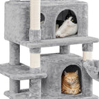 Topeakmart Cat Tree, 67in H Cat Tower for Indoor Cats, Multi-Level Cat Condo with Sscratching Posts & Soft Hammock & Large Basket & Fur Ball Sticks, Light Gray
