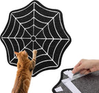 Self Adhesive Sisal Cat Scratch Pad for Wall or Couch, Trimmable Furniture Protector Mat with Strong Backing, Durable Cat Scratcher for Indoor Cats Activity Play(Spider Web)