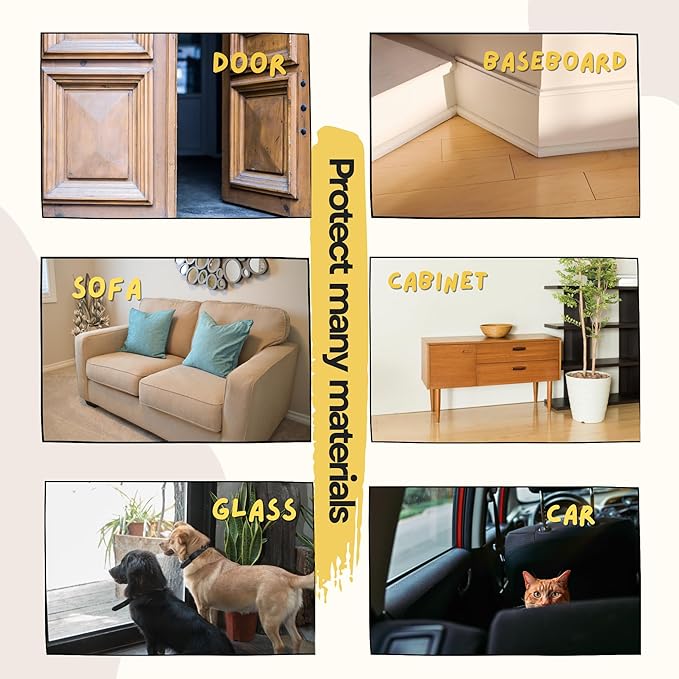118" x 8.2" Door Protector from Dog Scratching Guard - Dog and Cat Scratch Door Protector - Anti Scratch Tape for Pet - 100% Transparent.
