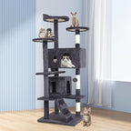 BestPet | 54" Cat Tree Tower | Ashy | Sturdy, Easy to Assemble, Multi-Level Activity Center with Sisal Scratching Posts, Condos, Perches, Hanging Cat Toys, Observation Decks & Ladder