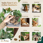 Cat Tree with Leaves – Stable & Space-Saving Design – 4 Scratch Levels & 5 Scratching Posts – for Climbing, Hiding and Sleeping – Easy to Assemble – Durable Cat Trees for Indoor Cats – Natural Look