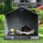 YITAHOME Plastic Dog House, Waterproof Indoor Outdoor Doghouse for Large or Small Dog, with Air Vents and Elevated Floor, Easy Assemble and Clean