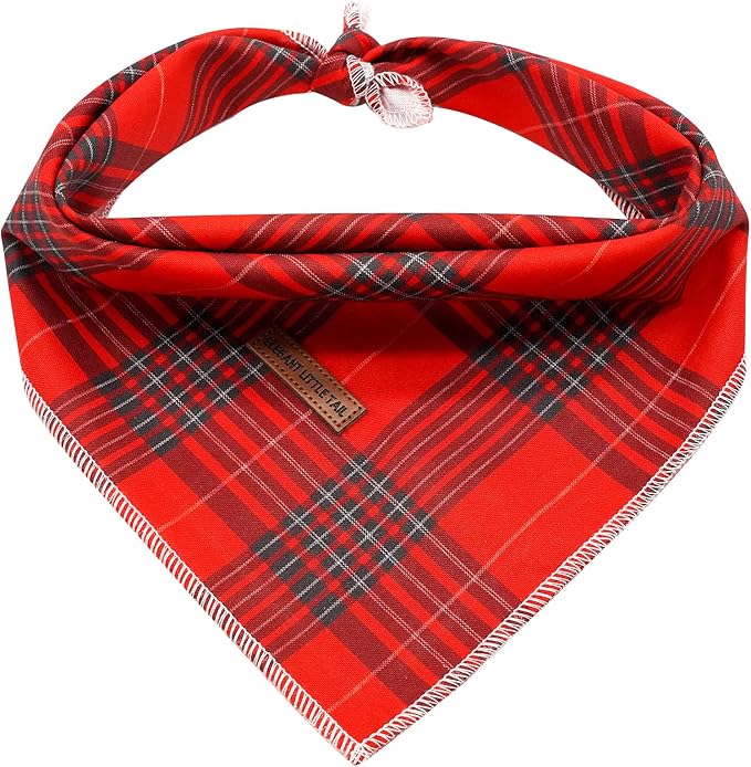 Elegant Little Tail Christmas Bandana for Small Medium Large Soft Dogs - Washable Square Dog Scarf Adjustable Kerchief in Holiday Girl Boy Colors