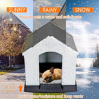 ZENY Plastic Dog House - Waterproof Dog Kennel with Air Vents and Elevated Floor All Weather Indoor Outdoor Insulated Doghouse Puppy Shelter, Easy to Assemble (Grey, 28inch)