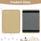 PETSITE Cat Scratcher Mat, Natural Sisal Scratching Mats, Horizontal Cat Floor Scratching Pad Rug with Adhesive Hook Loop Tapes (12, 15.75 x 11.81 in)