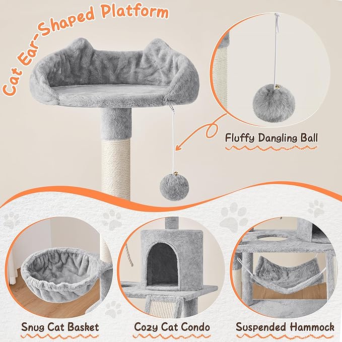 Topeakmart Cat Tower for Indoor Cats 63.5inch, Cat Furniture Condo with Scratching Posts as Kitten Activity Center