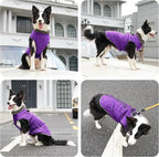 Warm Fleece Dog Coats with Durable Harness Buitl in D-Ring,Waterproof Doggie Jacket for Medium Dogs,Dog Vest for Cold Winter,Purple L