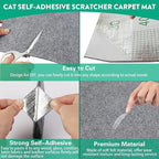 Trimmable Cat Scratcher Mat, 39.4"x15.8" Self-Adhesive Cat Scratching Carpet Pad Replacement for Cat Tree Shelves, Steps and Posts, DIY Cat Scratch Couch Furniture Protector