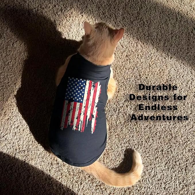 American Flag Inspired Dog Vest: Perfect Dog Shirt, Ideal Tank Top for Everyday Wear, Independence Day Celebrations Quality Materials Cute and Stylish Look Battle Damaged Grey S
