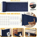 Cat Scratch Mat, 3PCS 39.4"x11.9" DIY Trimmable Self-Adhesive Cat Scratching Mat, Couch Protector from Cats Claw, Indoor Furniture Protector for Cats Scratching (Dark Blue)