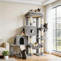 Hey-brother Cat Tree Tower, Scratching Posts with Big Platform, 2 Condos, Spacious Hammock, Cozy Basket, Sisal Board for Indoor Large Adults, 50 Inches Progressive Climbing House, Light Gray MPJ071W