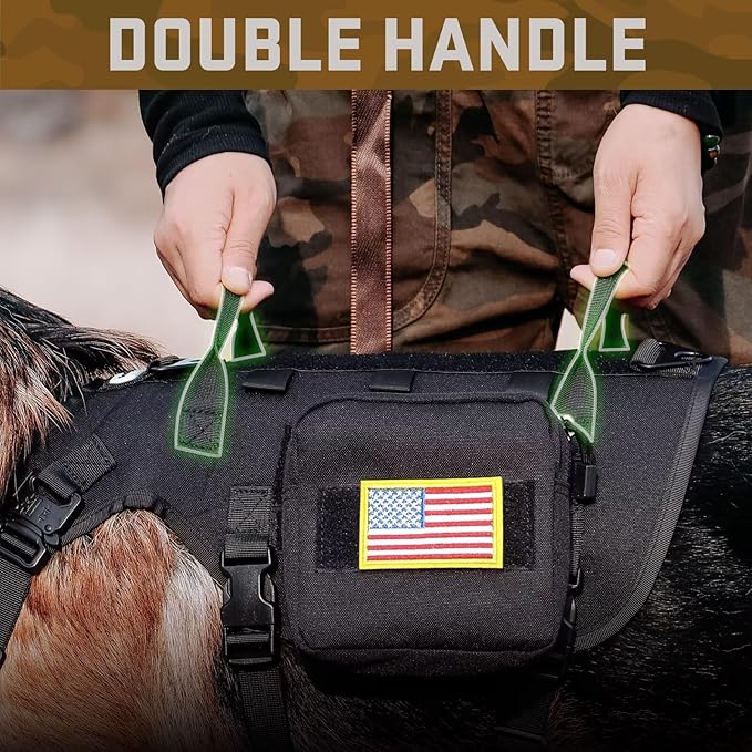 Forestpaw Dog Harness Medium Sized,Tactical Dog Harness with Handle,No Pull Military Style Service Dog Vest with Pockets Adjustable for Medium Dogs,Black,Chest 19.5-41.5"