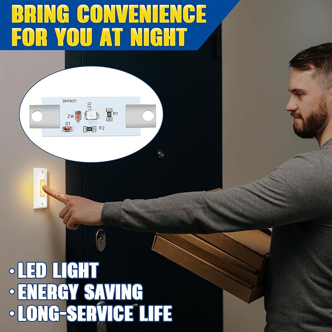 Saillong 2 Pieces Lighted Doorbell Button, Wall Mounted Garage Door Opener Switch with LED Light Compatible with Most Wire Doorbell Chimes, Transformer, Ringer, Buzzers (White,Warm Light)