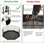 PJYuCien Dog Playpen with Bottom Pad - Metal Foldable Exercise Pen, 8 Panels 24" H x 24" W Indoor Outdoor Pet Fence Puppy Crate Kennel, Black