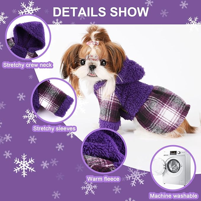 Dog Sweater Puppy Clothes for Small Dogs Boy Girl Pet Hoodies for Dogs Cold Weather Doggie Coats Fall Doggy Sweatshirt for Chihuahua Yorkie Cat Outfits (Purple, XX-Small)