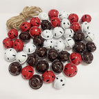 Pack of 51 Small Bells for Crafts, 1 Inch Jingle Bells Little Bells for Crafting Dog Training Doorbell Cat Collar Christmas Tree Wedding Decorations (Red White Brown)