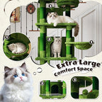 71" Tall Cat Tree for Large Cats, Multi-Level Heavy Duty Cat Tower with Sisal Scratching Posts & Extra Large Condo, Sturdy Wood Cat Climbing Stand for Indoor Big Cats, Modern Pet Furniture (Green)