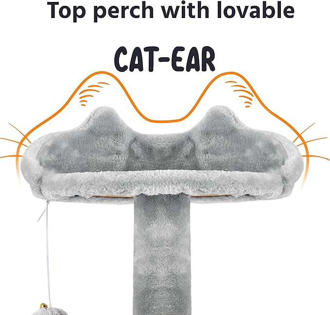Topeakmart 70in Cat Tree, Multi-Level Cat Tower with Scratching Post Dangling Ball and Condos Cat Furniture for Indoor Cats, Light Gray