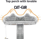 Topeakmart 70in Cat Tree, Multi-Level Cat Tower with Scratching Post Dangling Ball and Condos Cat Furniture for Indoor Cats, Light Gray