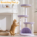 HITTITE Modern Cat Tree Tower with Scratching Post, 46 Inches Tall Cat Towers with Woven Cat Nests and Cave, Multi-Level Cat Tree With Removable Cushions and Massage Brush for Indoor Cats Large Adult.