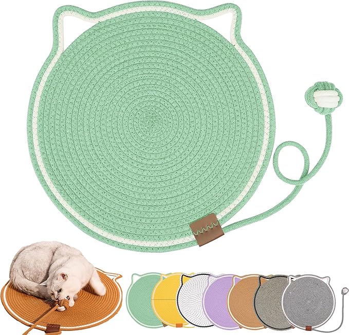 Celery Pets, Dual Scratching Pad for Cats, Celery Pets Cat Scratcher Mat, Natural Cotton Rope Cat Scratching Mat, Scratching Pads for Indoor Cats (Green,20in)