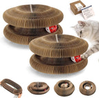 Magic Organ Cat Toy, Foldable & Reversible Accordion Scratching Board with Ball, Interactive Cardboard Cat Toy for Indoor Cats & Kittens, 2 Pack