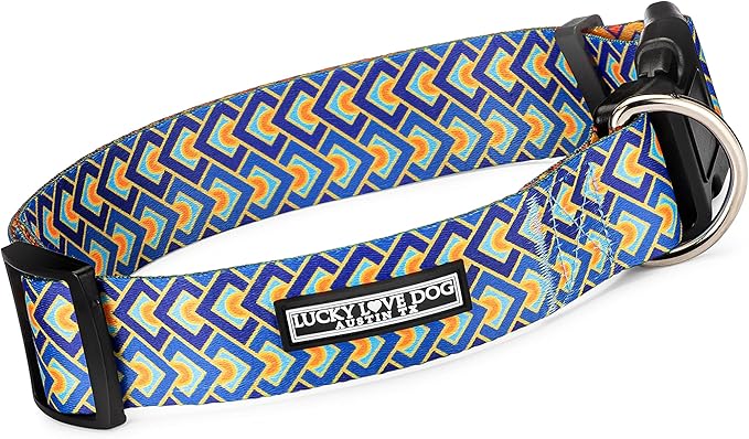 Lucky Love Dog Wide Dog Collar - Adjustable, Durable, Soft Webbing, & Comfortable 1.5 inch Wide Collar for Dogs Male and Female with Strong Buckle - Murphy, Large