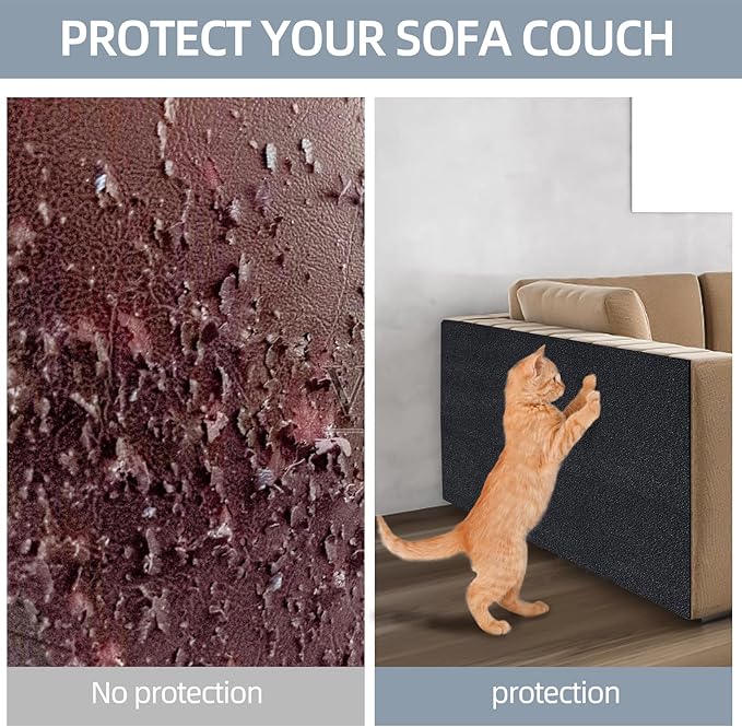 Cat Scratch Mat 120"x15.8", Cat Scratch Pad, Cat Couch Protector (Black)
