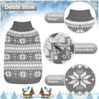 KOOLTAIL Cable Knit Dog Sweater Turtleneck, Cold Weather Pullover Classic Knitwear, Snowflake Pattern Thick Warm Winter Pet Clothes,Dog Christmas Sweater for Small Medium Large Dogs,Grey ML
