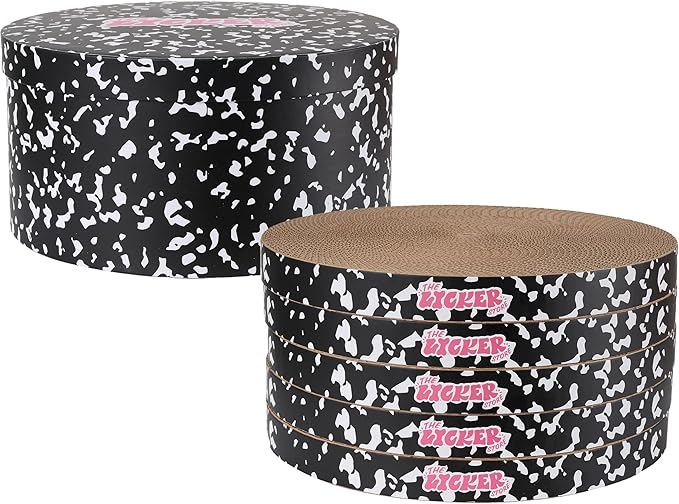 CSR1012D Kate 12 Inch Cardboard Cat Scratcher Pads with Box & Catnip, Reversible Heavy-Duty Scratch Boards for Cats, Furniture Protection, Classic Pattern, Black/White, 5-Pack