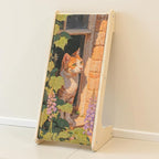 PETKARAY Art Cat Scratcher, 25.2" Sisal Scratching Ramp, L Shaped Scratch Pad for Indoor Cats, Oil Painting Cat Scratching Post