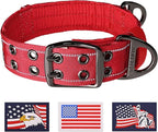 ADITYNA Heavy Duty Red Dog Collar for Large Dogs - Reflective Collar with Handle for Training, and Walking - Wide, Thick, Tactical, Soft Neoprene Padded