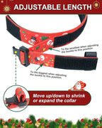 Hotsky Christmas Tactical Dog Collar, Adjustable Military Training Xmas Collar with Handle and Have Duty Metal Buckle for Medium Large Dogs, with Airtag Holder and 2 Patches(Christmas Red,M)