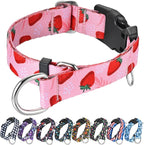 Martingale Collar for Dogs with Buckle Nylon Limited Slip No Pull Training Dog Collars (Pink Strawberry, XLarge)