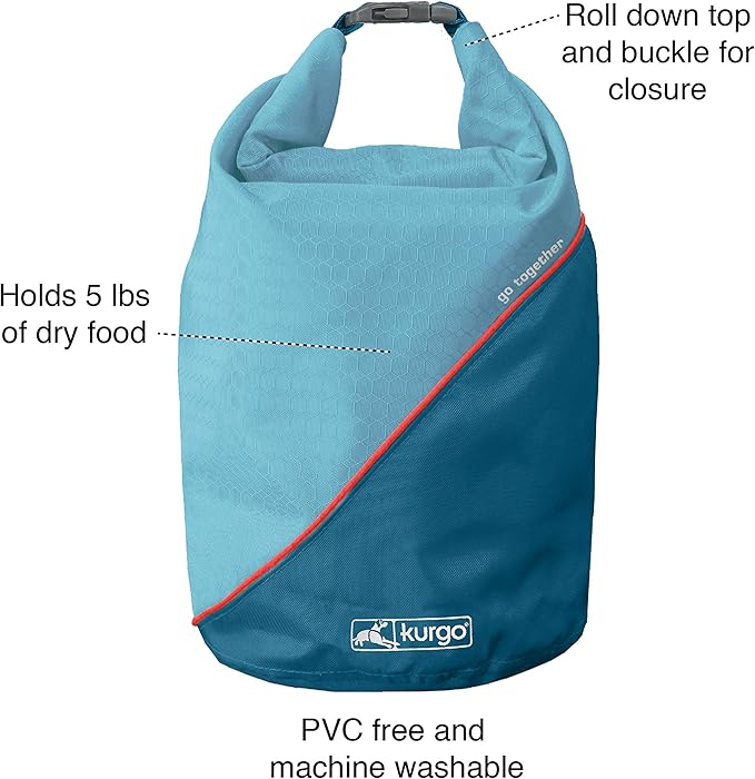 Kurgo Kibble Carrier - Portable Kibble Carrier - Compact Travel Storage - Dog Food Dry Bag - Camping Dog Storage - 5 lb Capacity - Chili Red