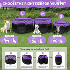 Large Dog Playpen, Puppy Pet Playpen Indoor, Dogs Tent Crates Cage Indoor/Outdoor, Portable Pop Up Dog Kennel Playpen with Carrying Case for Dogs/Cats/Rabbits, Purple