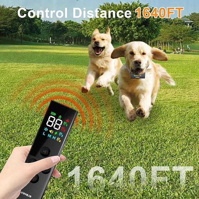 4 Dogs Shock Collar, 1640FT Dog Training Collar with Remote, Waterproof Electric Educator, Smart Anti-bark Trainer, 4 Modes Stop Bad Behaviors, Security Lock, Rechargeable e-Collar for Puppy