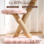 HITTITE Natural Solid Wood Cat Tree Tower with Scratching Post, 32 Inches Tall Modern Cat Tower with Cozy Bed and Platforms, Luxury Real Branch Cat Tree for Indoor Cats Large Adult, Pink.