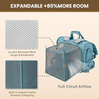 Lollimeow Expandable Cat Carrier Backpack for Large Cats - Airline Approved Pet Carrier Backpack for Small Dogs, Hiking & Travel, Waterproof with Breathable Mesh, 22lbs Capacity (Polar Blue, Large)