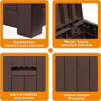 Indoor Dog House Weatherproof Outdoor Dog Houser for Small Medium Dogs, Resin Plastic Igloo Dog House with Flip Lid and Elevated Floor, Easy Assembly for Cat Puppy Shelter (Brown)