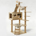 EUREKA ERGONOMIC Cat Tree Large 52 Inch, Wooden Cat Tower Multi-Level Cat Tree Tower for Indoor Cats Large Adult with Scratching Post, House, Pompoms, Cat Stand with Scratch Pad (Yellow)